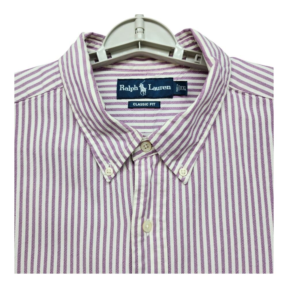 Ralph Lauren Classic Fit Shirt Men’s XXL Plum White Stripe Button Down Career - Picture 2 of 13